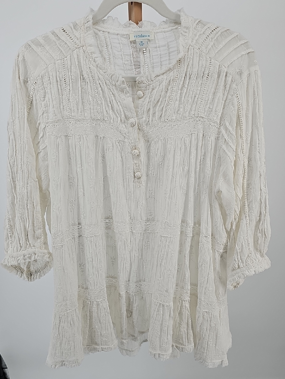 Sundance Ivory Lace Peasant Blouse